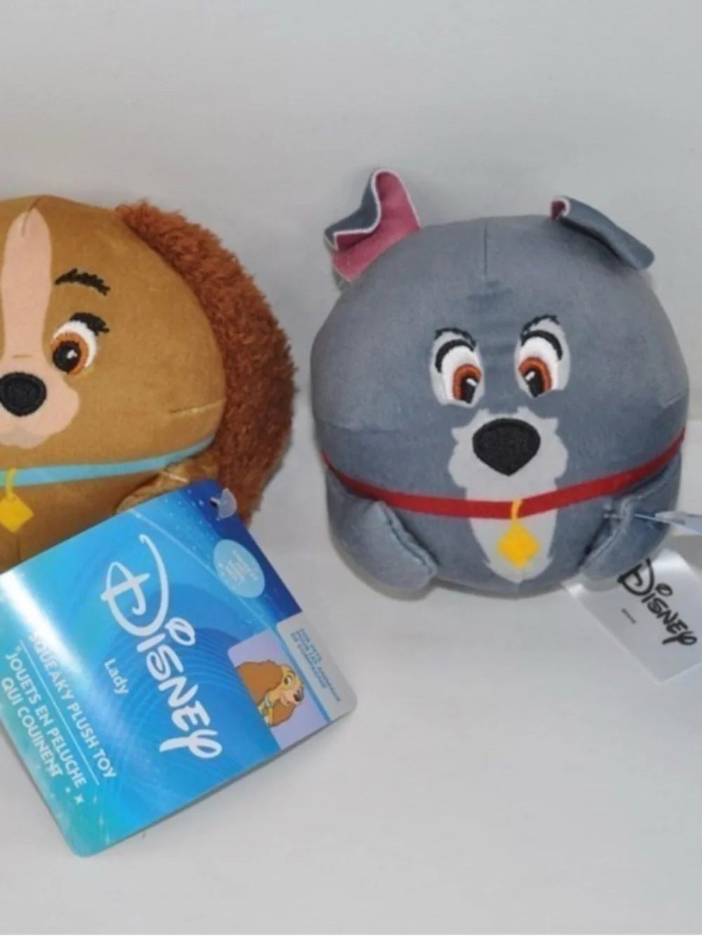 Disney Lady and the Tramp Round Squeaker Dog Toys, New x2